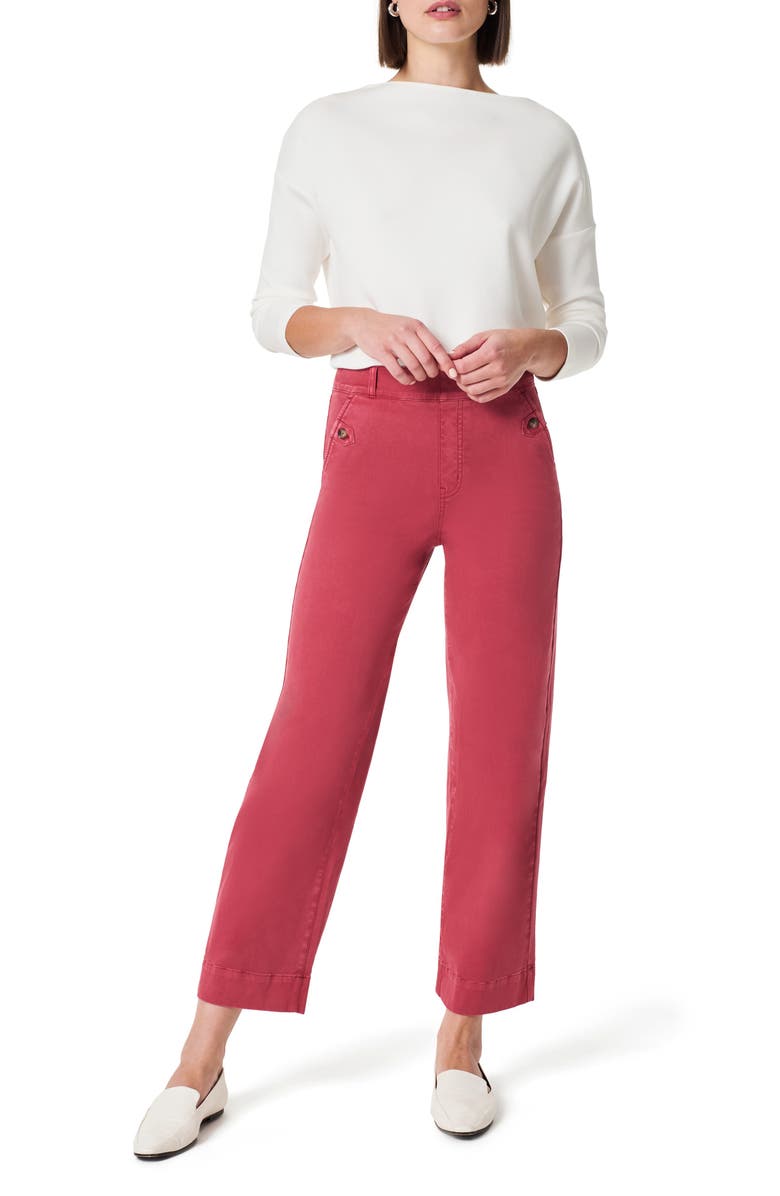 SPANX<sup>®</sup> Stretch Twill Wide Leg Crop Pants, Alternate, color, Wild Rose