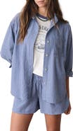 Marine Layer Gracey Stripe Oversize Cotton & Kapok Seersucker Button-Up Shirt