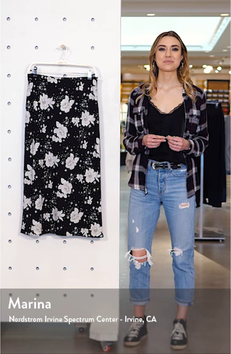Floral Print Bias Midi Skirt, sales video thumbnail