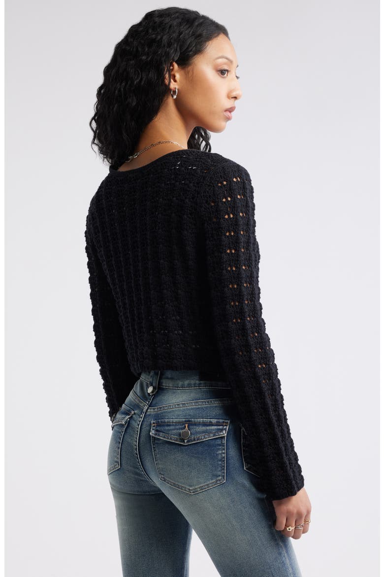Fly Away Open Stitch Cardigan, Alternate, color, BLACK