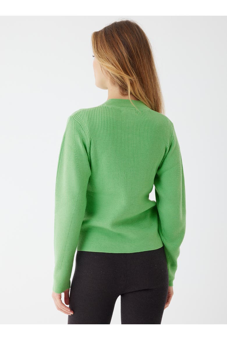 Compact Merino Mini Rib Long Sleeve Crewneck Cardigan, Alternate, color, AVOCADO