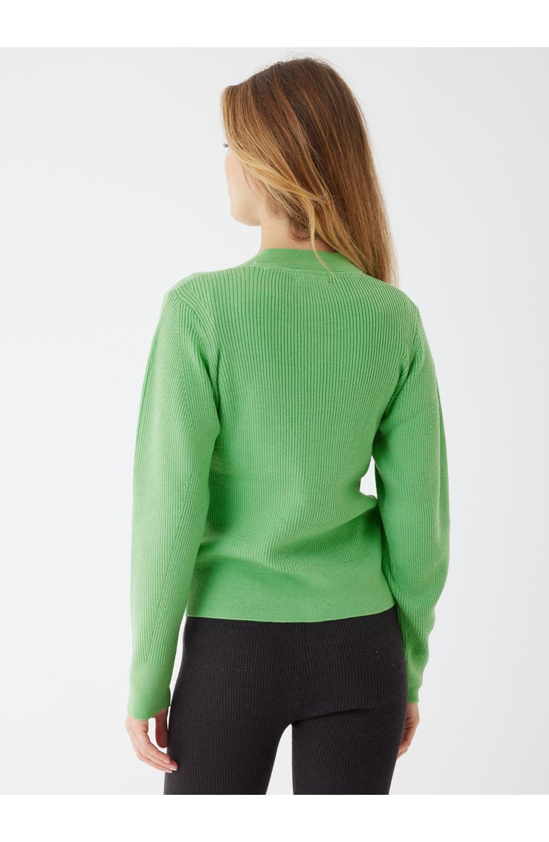 Majestic Filatures Compact Merino Mini Rib Long Sleeve Crewneck Cardigan, Alternate, color, Avocado