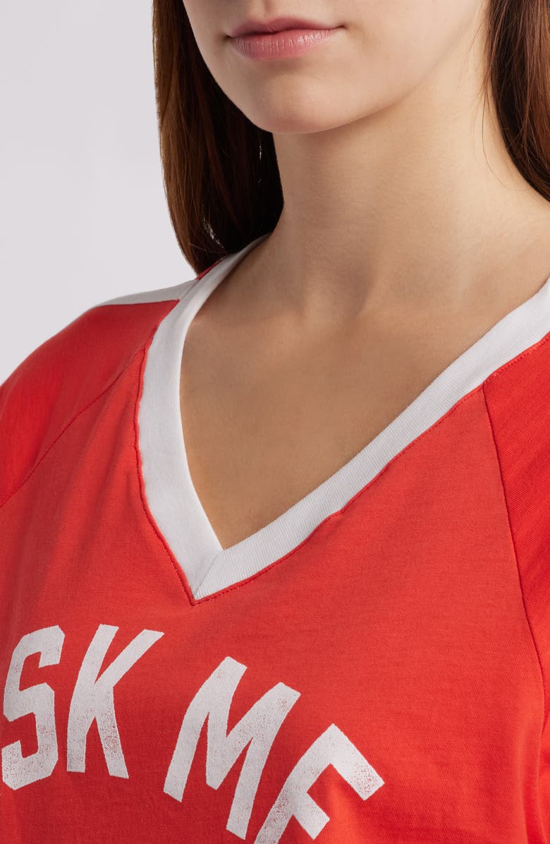 Daydreamer Ask Me if I Care V-Neck Cotton Graphic T-Shirt, Alternate, color, 