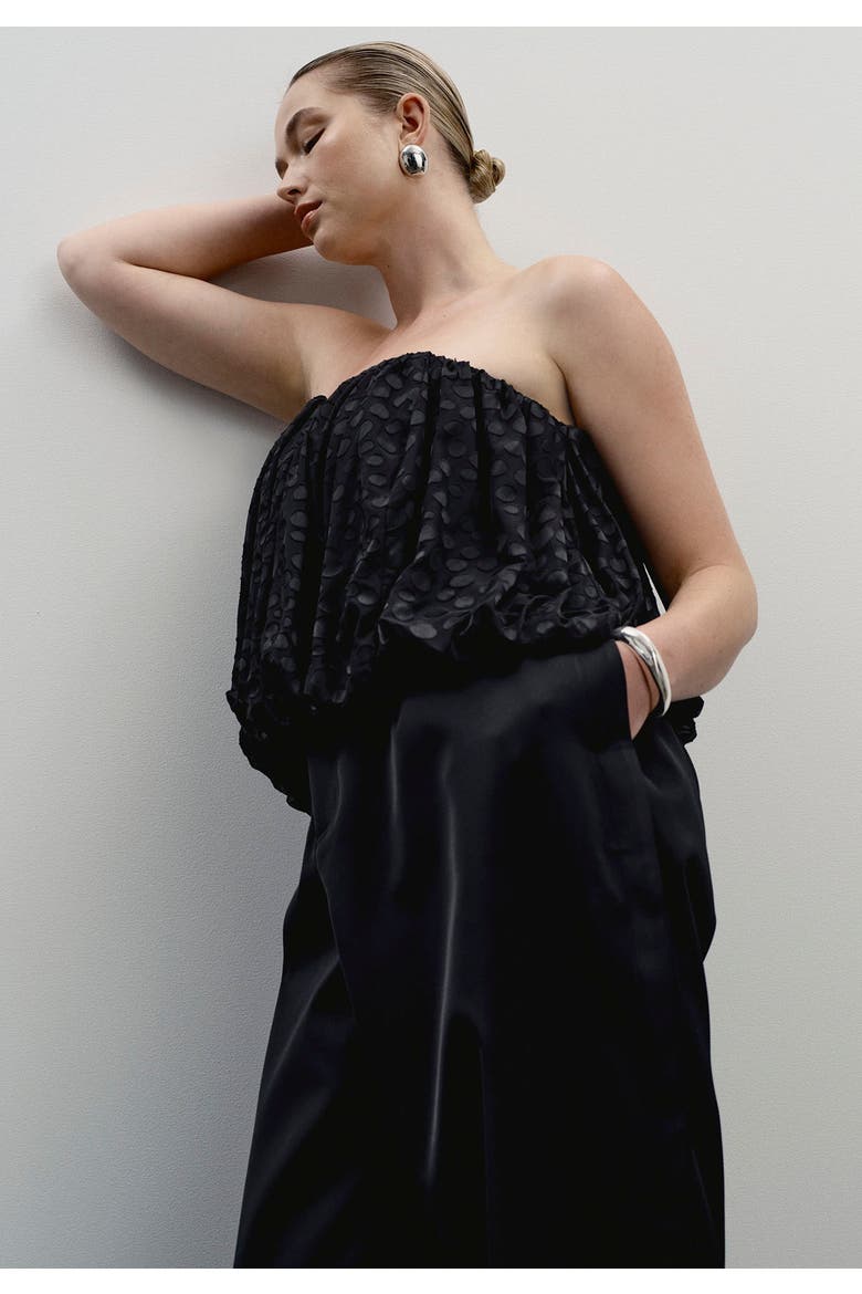 Strapless Bubble Top, Alternate, color, BLACK BEAUTY