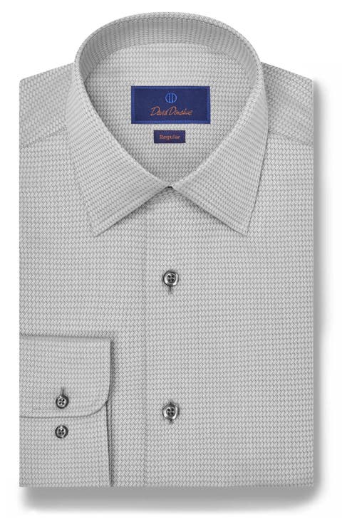 Regular Fit Dobby Diagonal Cotton Dress Shirt