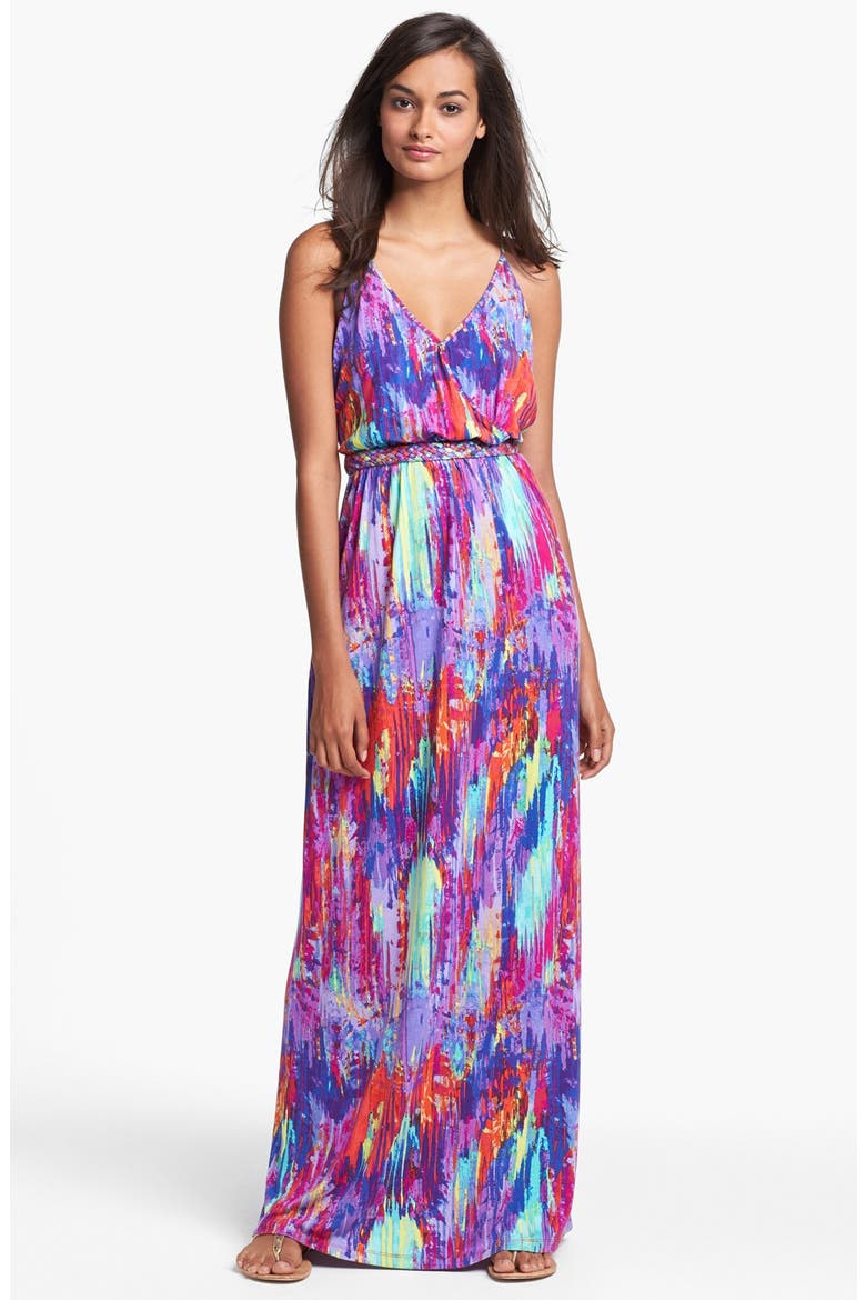 Print Jersey Maxi Dress, Main, color, PINK/ RED