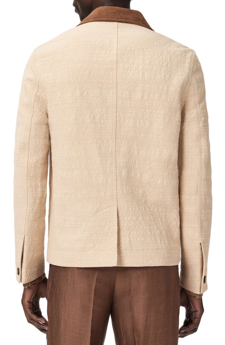 John Varvatos Barnes Cotton Jacket with Suede Collar, Alternate, color, Light Khaki