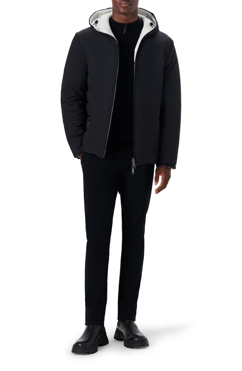 Bugatchi Reversible Hooded Water Repellent Bomber Jacket, Alternate, color, 