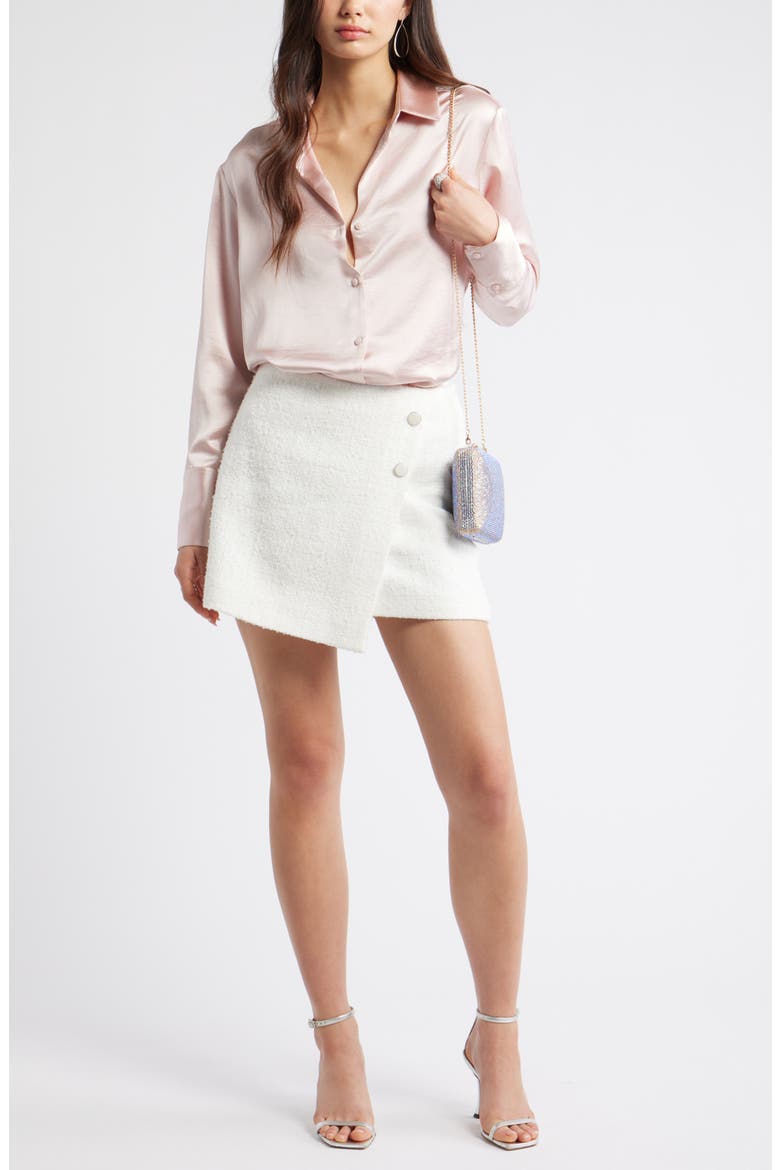Relaxed Fit Satin Button-Up Shirt, Alternate, color, PINK SEPIA