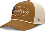 FANATICS Men's Fanatics Brown/Cream Boston Bruins Heritage Fetch A-Frame Trucker Adjustable Hat