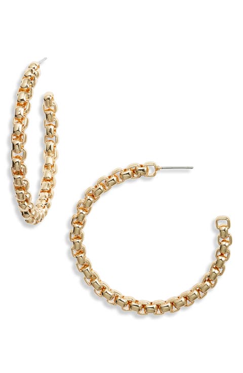 Frozen Box Chain Hoop Earrings