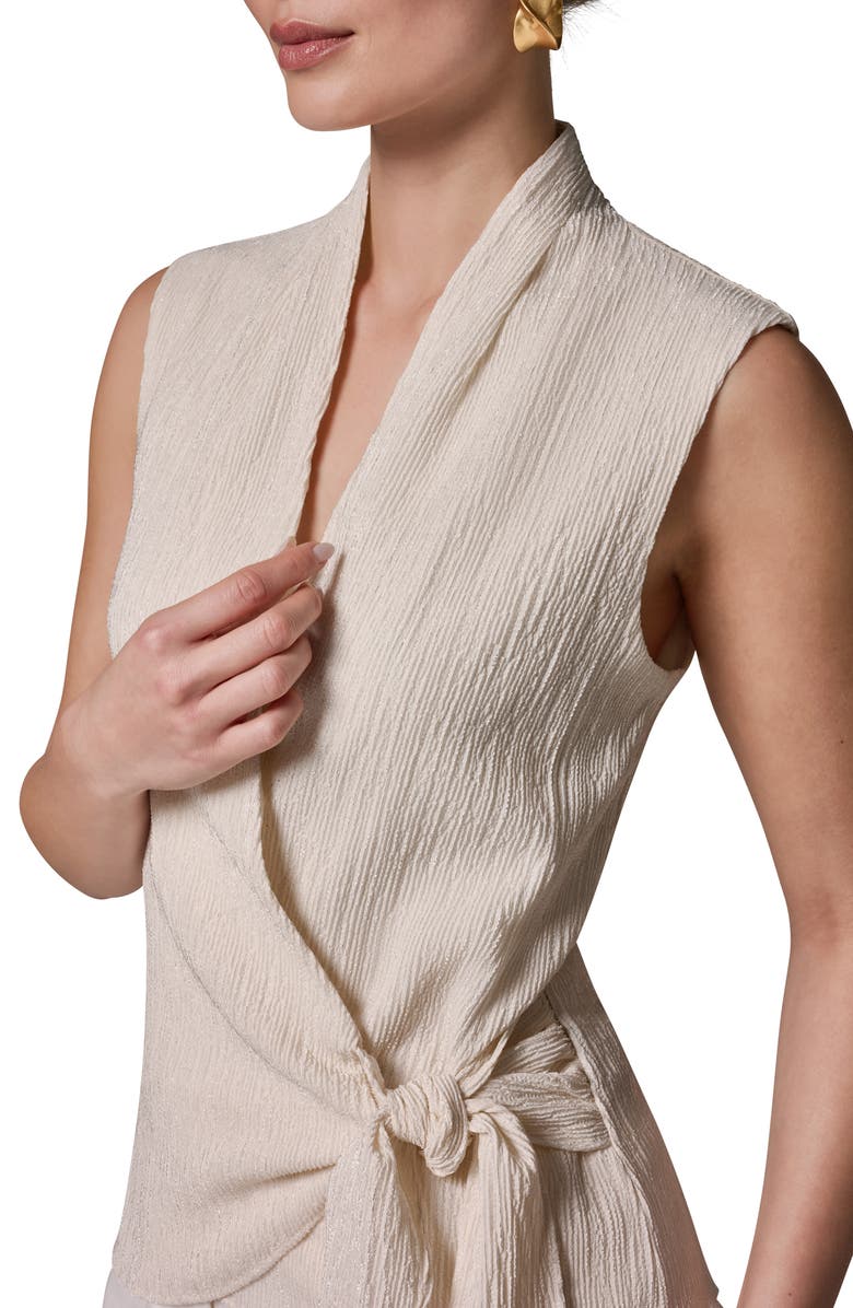 Donna Karan New York Crinkle Sleeveless Faux Wrap Top, Alternate, color, 