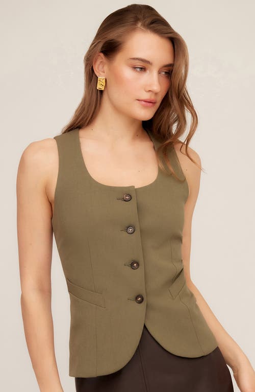 Fifteen Twenty Joni Button Front Vest In Green