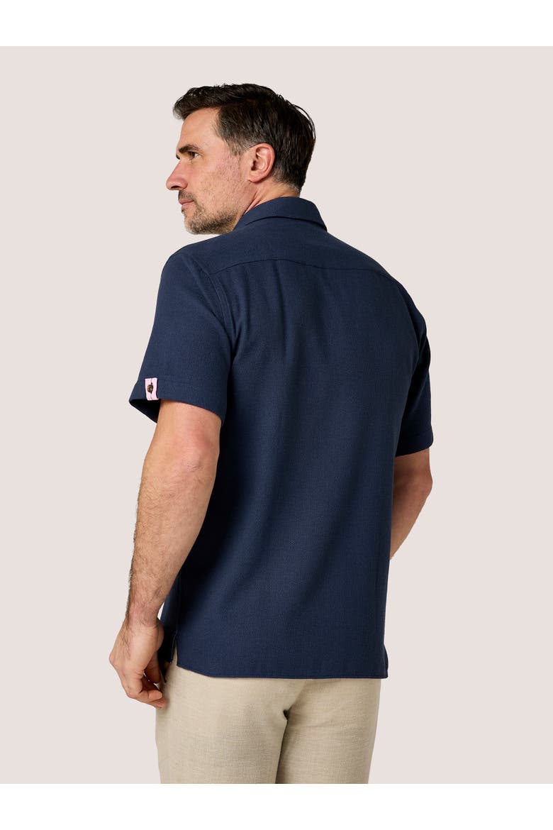 Cotton Short Sleeve Sack Weave Shirt, Alternate, color, Navy