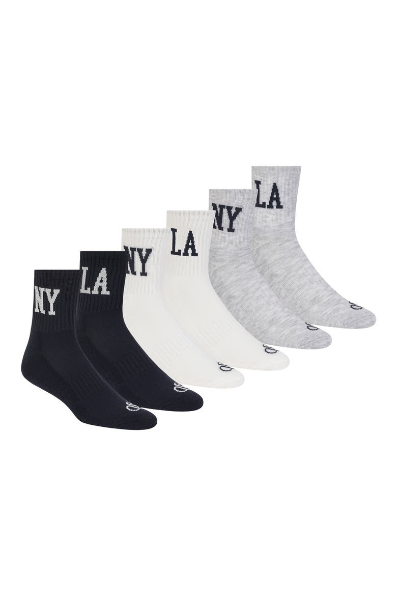 6-Pack Assorted Terry Quarter Crew Socks, Main, color, NAVY