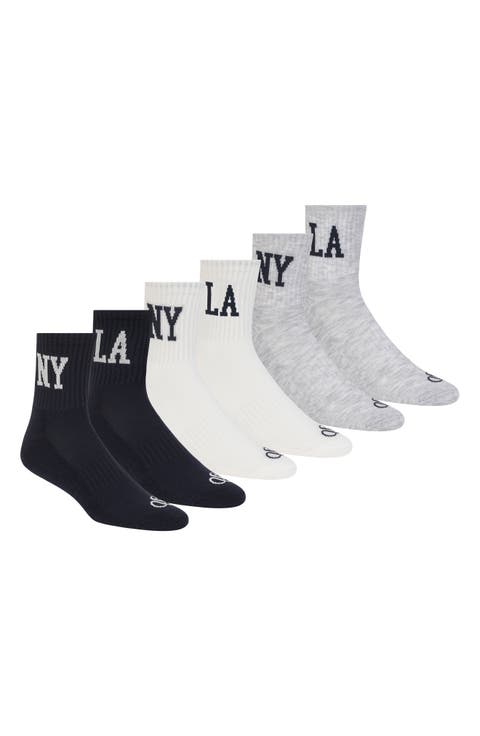 6-Pack Assorted Terry Quarter Crew Socks