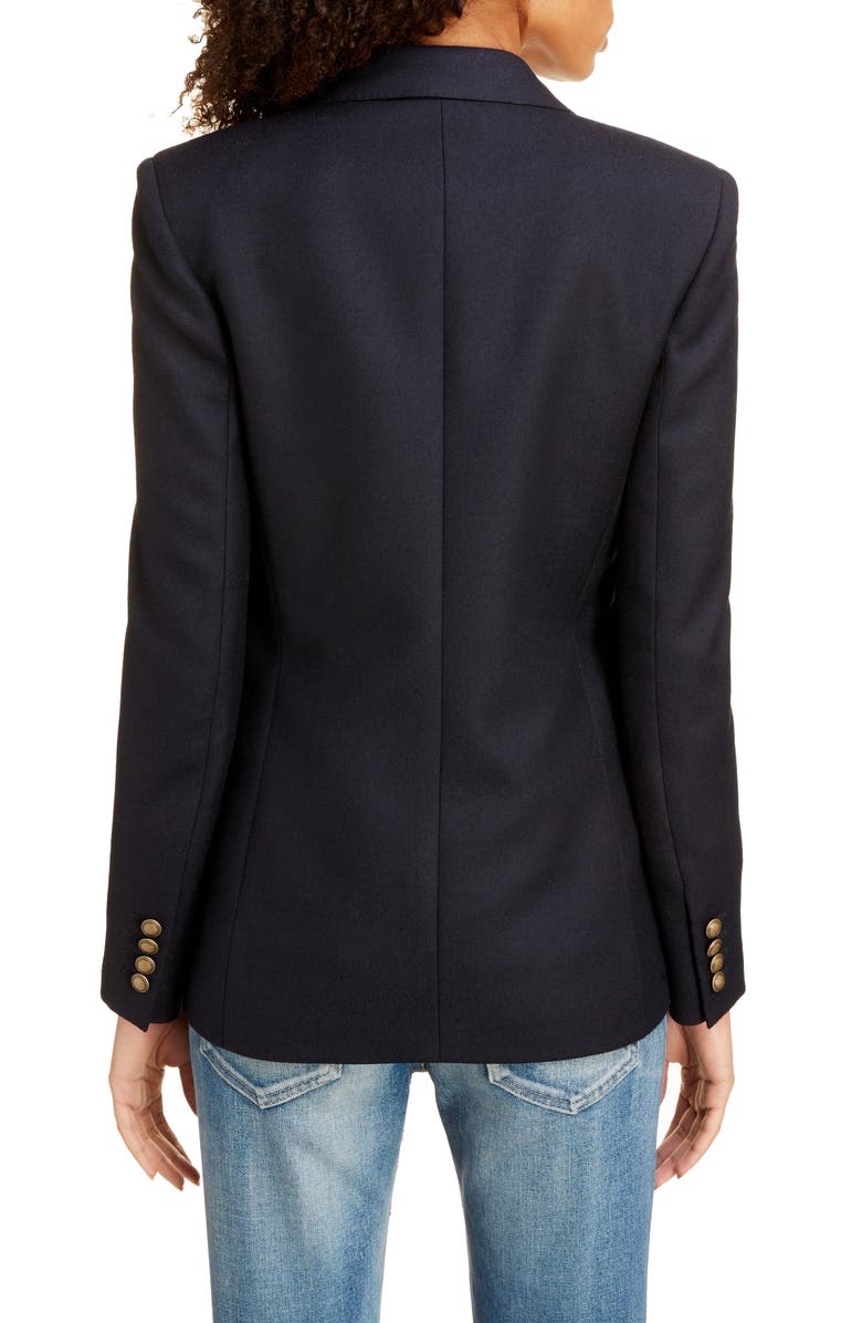 Saint Laurent Double Breasted Wool Gabardine Jacket, Alternate, color,