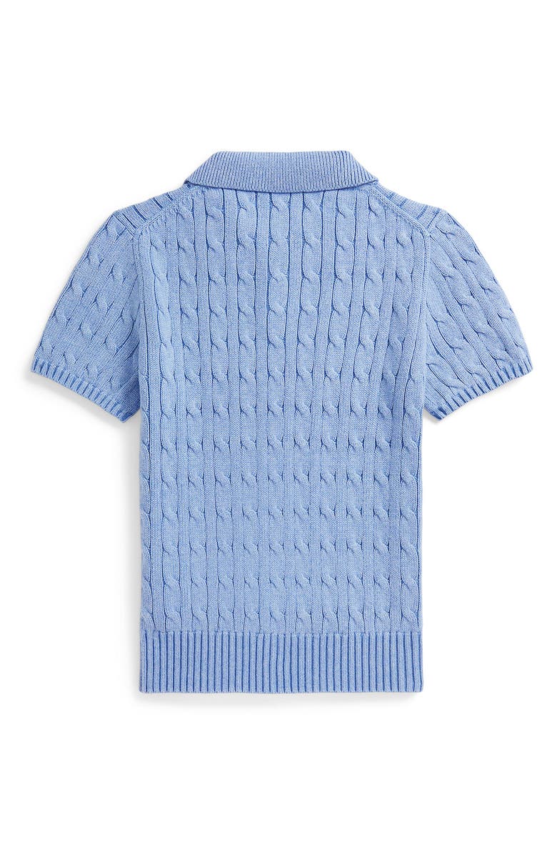 Polo Ralph Lauren Kids' Cabled Cotton Polo Sweater, Alternate, color, Blue Heather