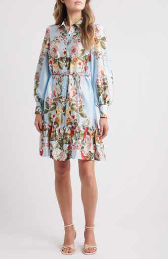 Floral Long Sleeve Satin Shirtdress