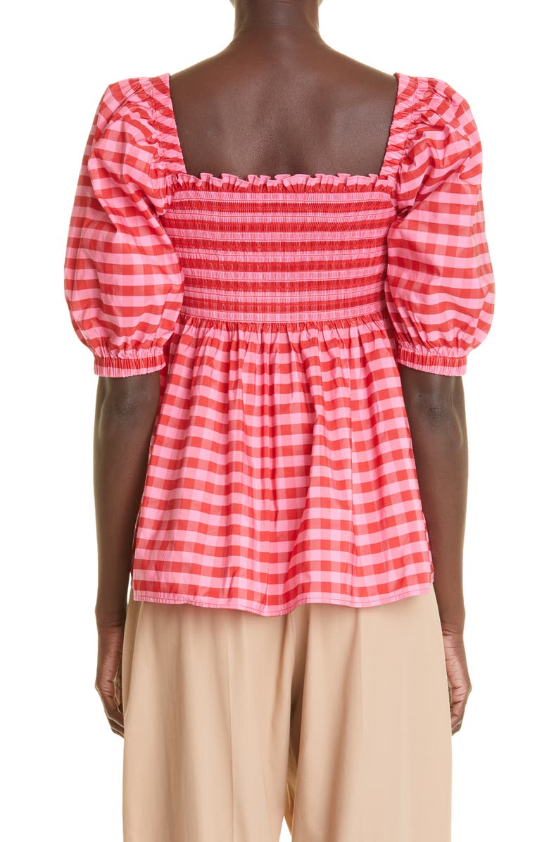 Molly Goddard Women's Axel Gingham Smocked Taffeta Top, Alternate, color,