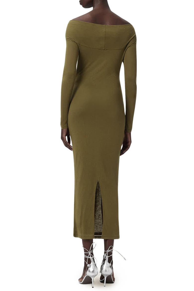 Delta Off the Shoulder Long Sleeve Jersey Midi Dress, Alternate, color, KHAKI GREEN
