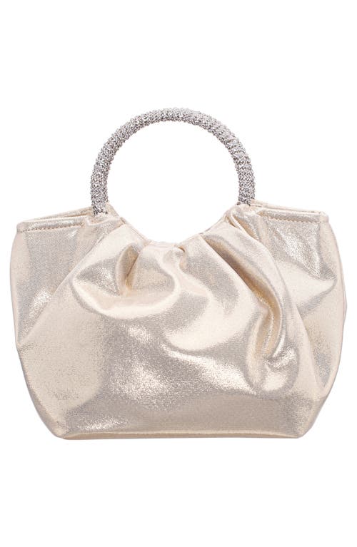 Nina Fancy Top Handle Clutch In Light Gold