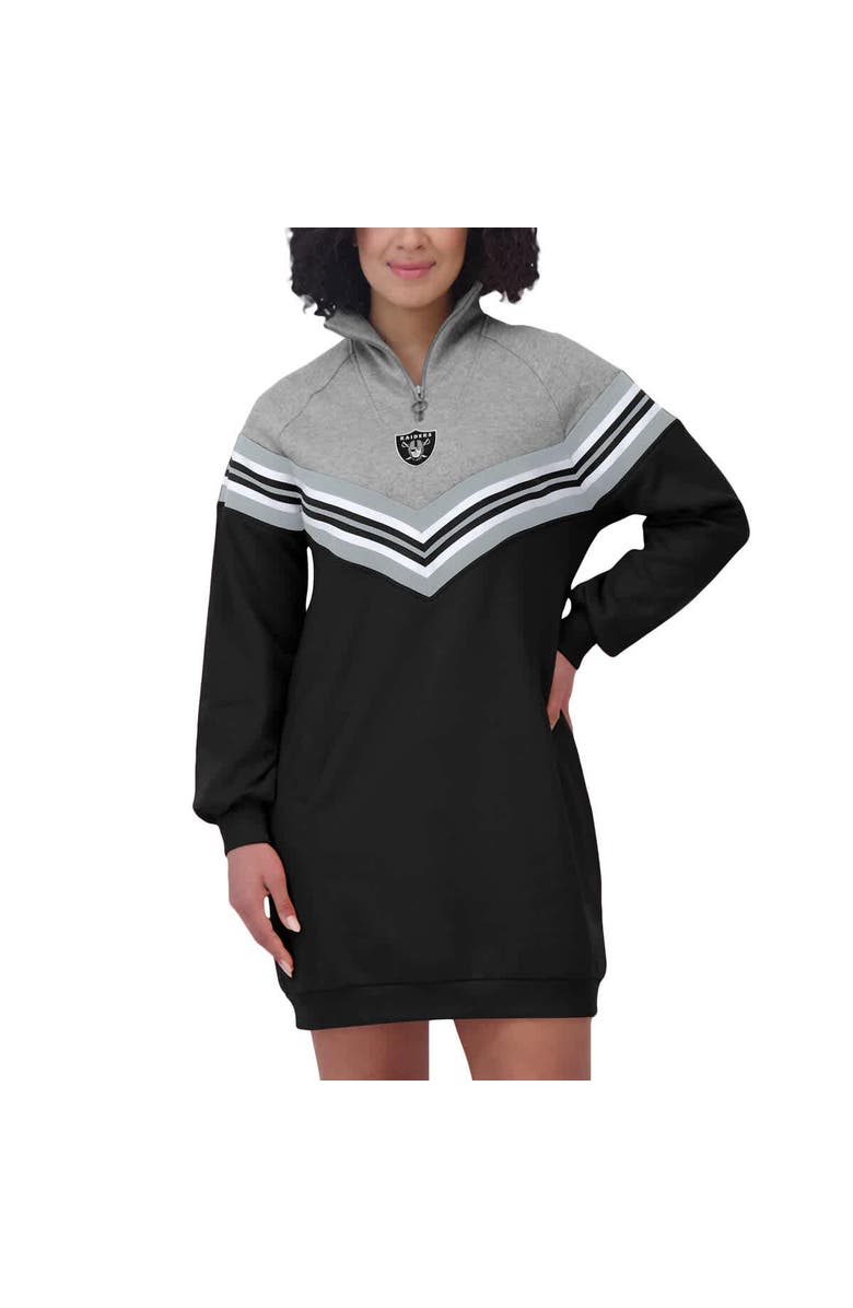 WEAR by Erin Andrews Women's WEAR by Erin Andrews  Black/Heather Gray Las Vegas Raiders Chevron Stripe Dress, Alternate, color, Black