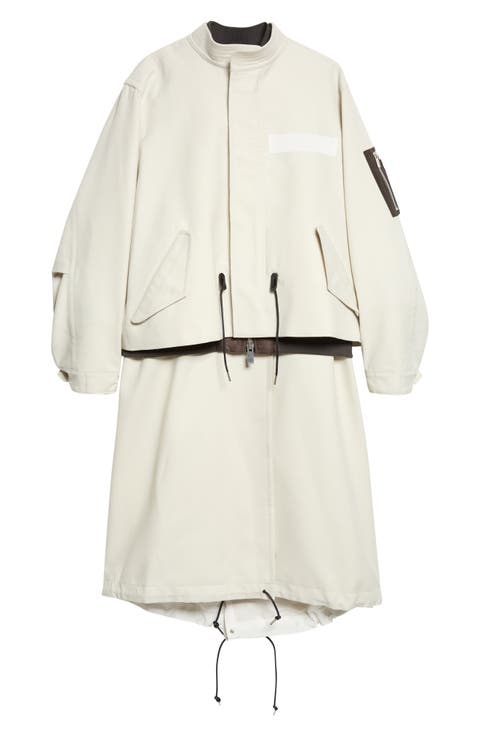 Wool Flannel & Nylon Twill Coat