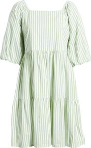 beachlunchlounge Stripe Open Back Bow Cotton Blend Dress