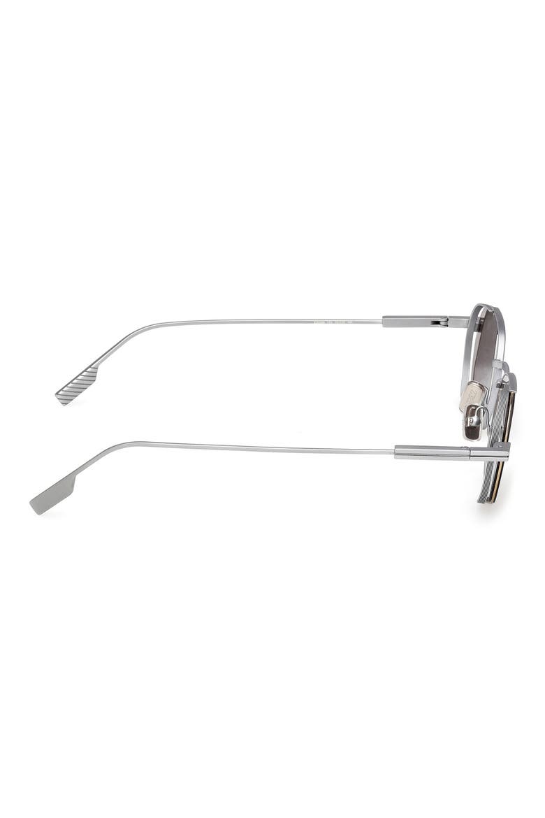 52mm Geometric Sunglasses, Alternate, color, PALLADIUM / SMOKE