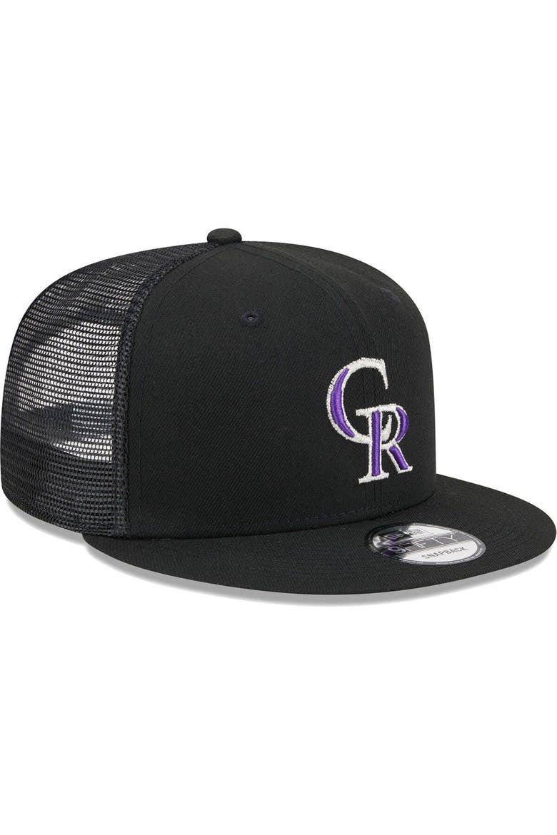 Men's New Era Black Colorado Rockies Team Color Trucker 9FIFTY Snapback Hat, Alternate, color, Black