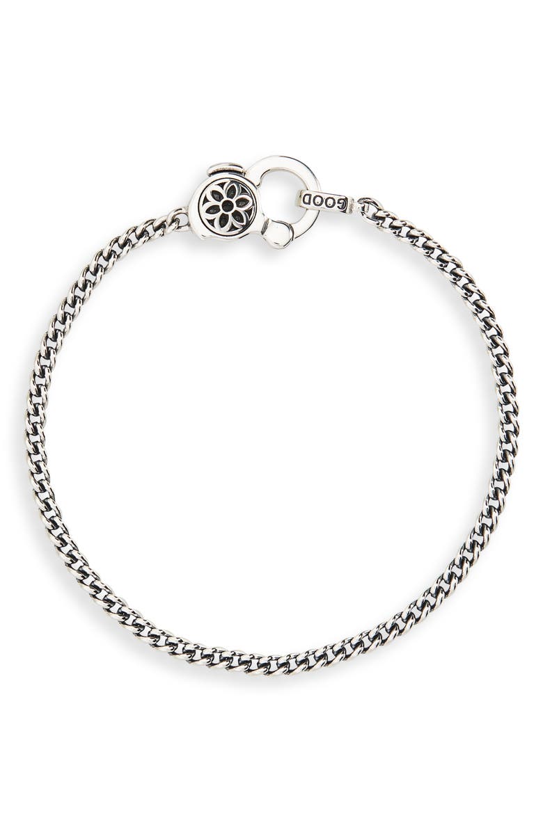 Good Art Hlywd Men's Rosette 4A Curb Chain Bracelet, Main, color, Sterling Silver