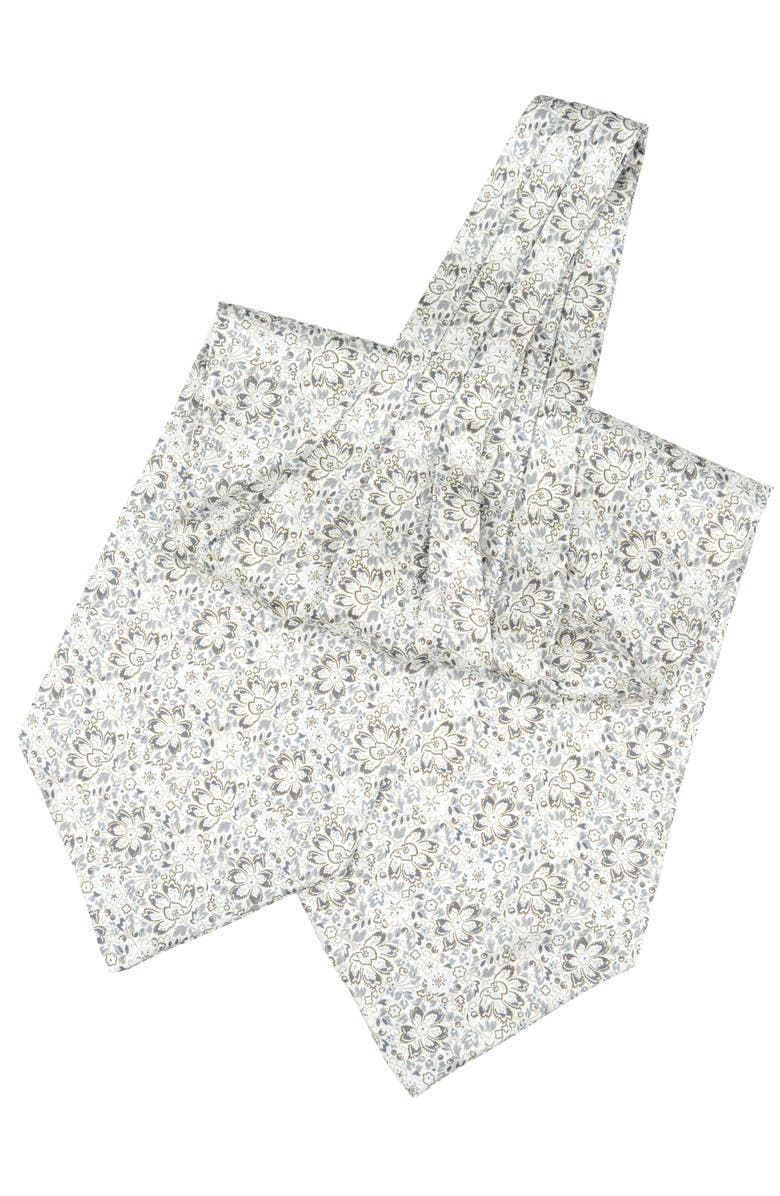 Elizabetta Salvadori - Silk Ascot Cravat Tie for Men, Alternate, color, Silver Grey