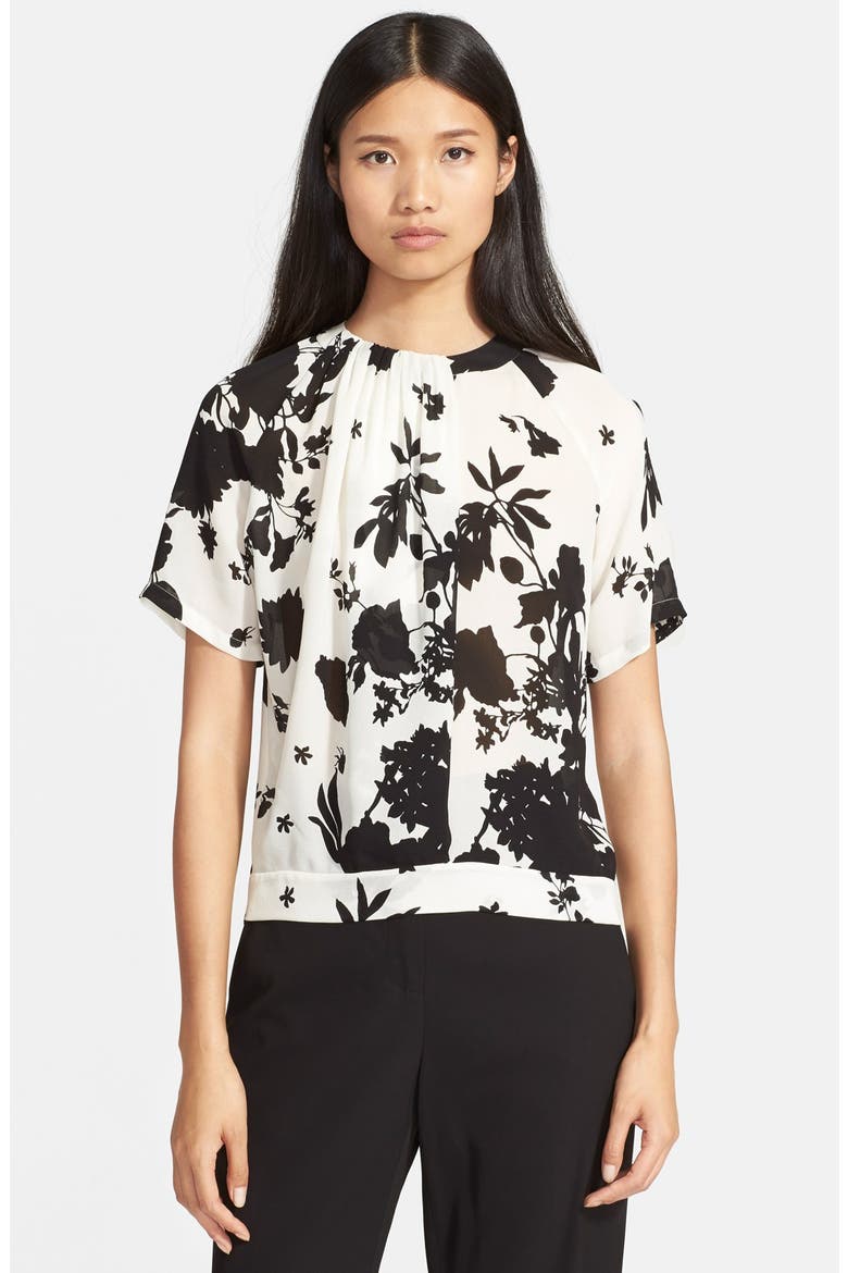 'Clay' Print Silk Top, Main, color, BLACK/ IVORY