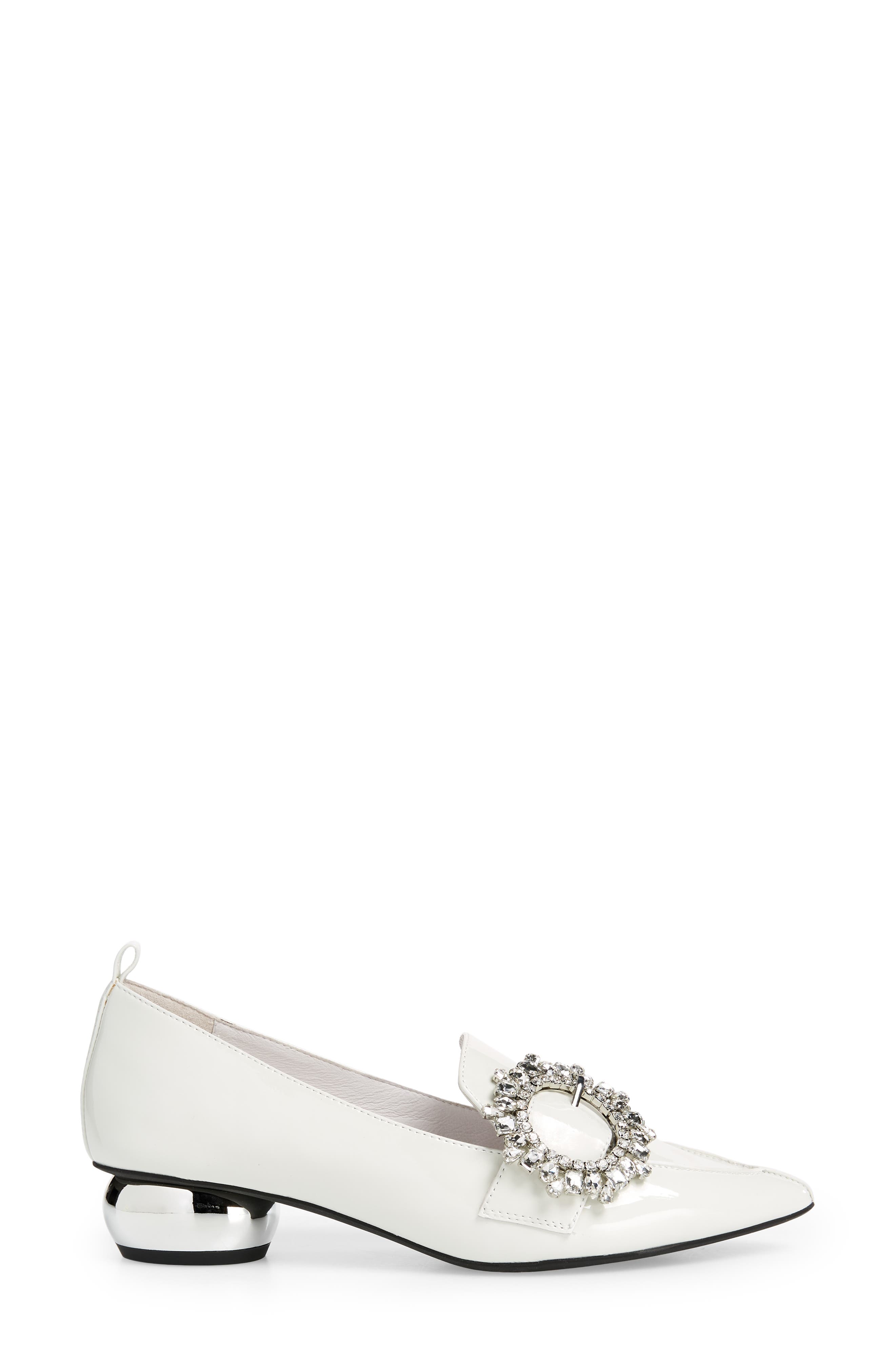 Viona Crystal Buckle Pump, Alternate, color, BEIGE CRINKLE PATENT CLEAR