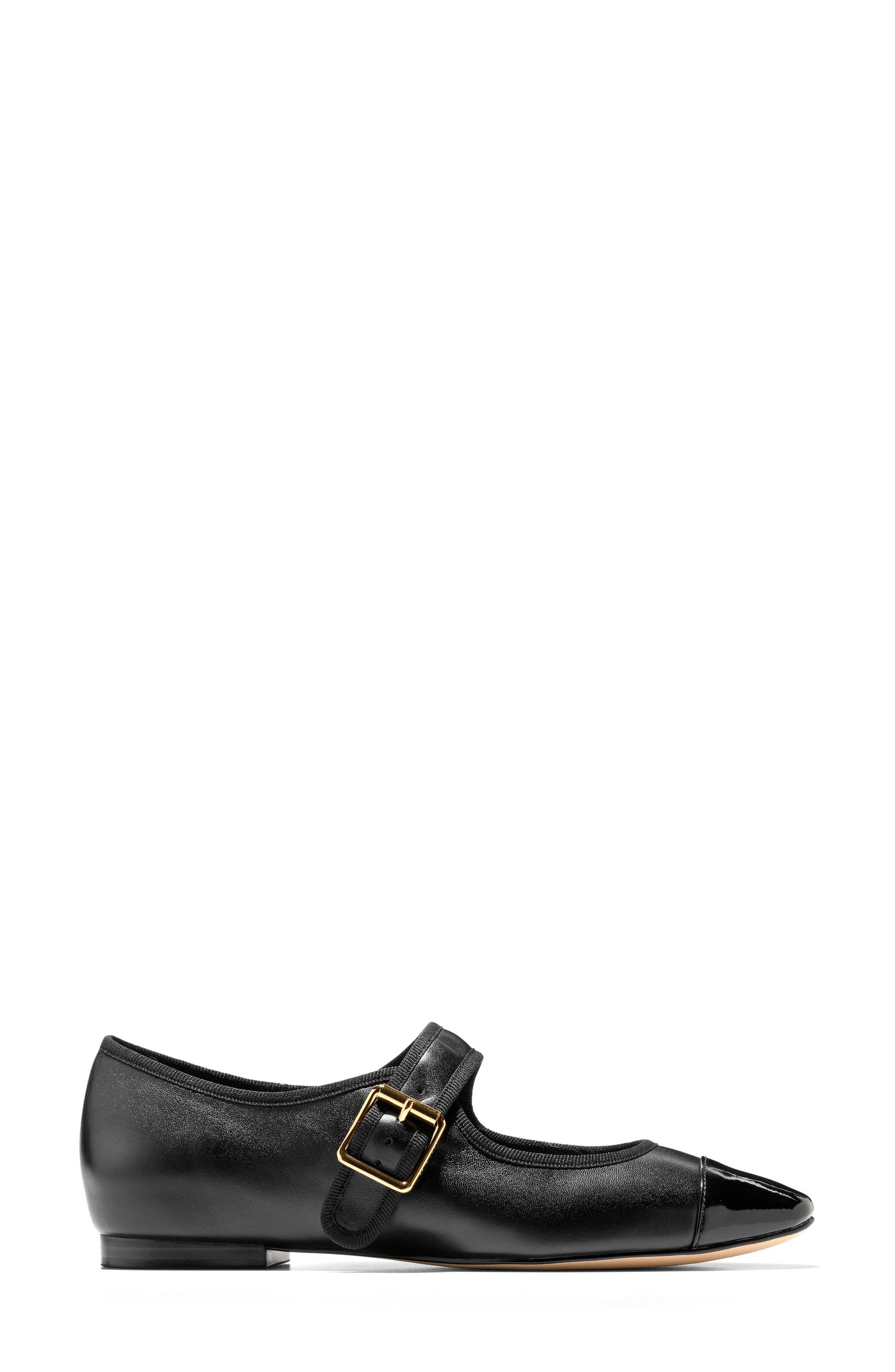 Raquelle Mary Jane Ballet Flat, Alternate, color, BLACK LEATHER / BLACK PATENT