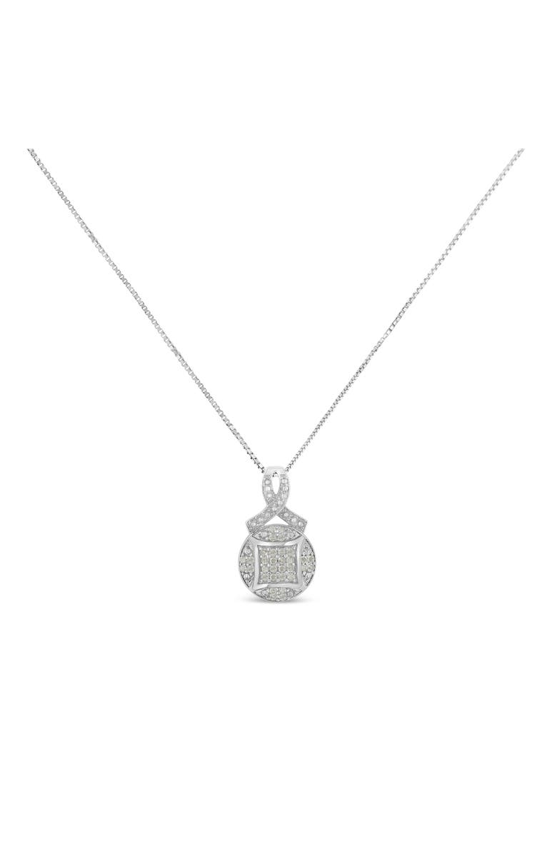 Haus of Brilliance Silver 1/3 cttw Diamond Ribbon and Circle Cluster Pendant Necklace, Alternate, color, White