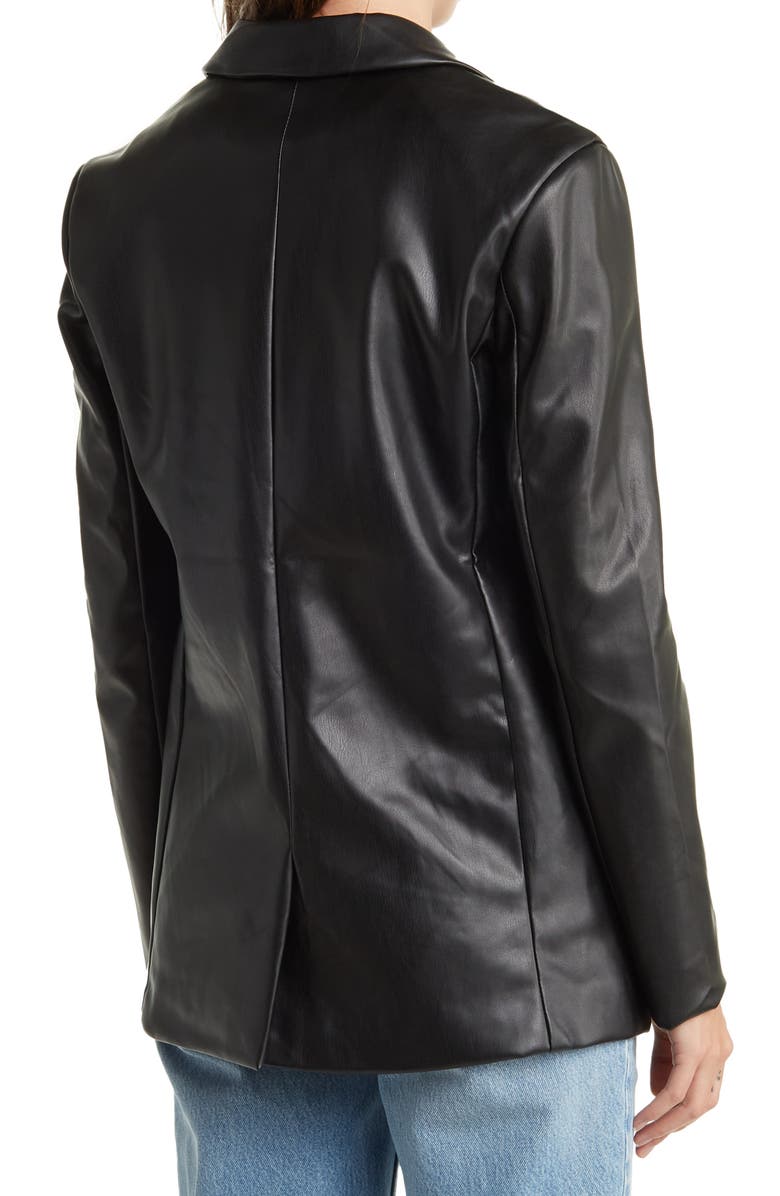 Sebby Faux Leather One-Button Peak Lapel Blazer, Alternate, color,