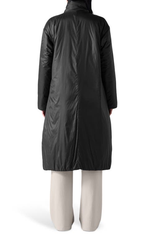 Eileen Fisher High Collar Insulated Coat In Black