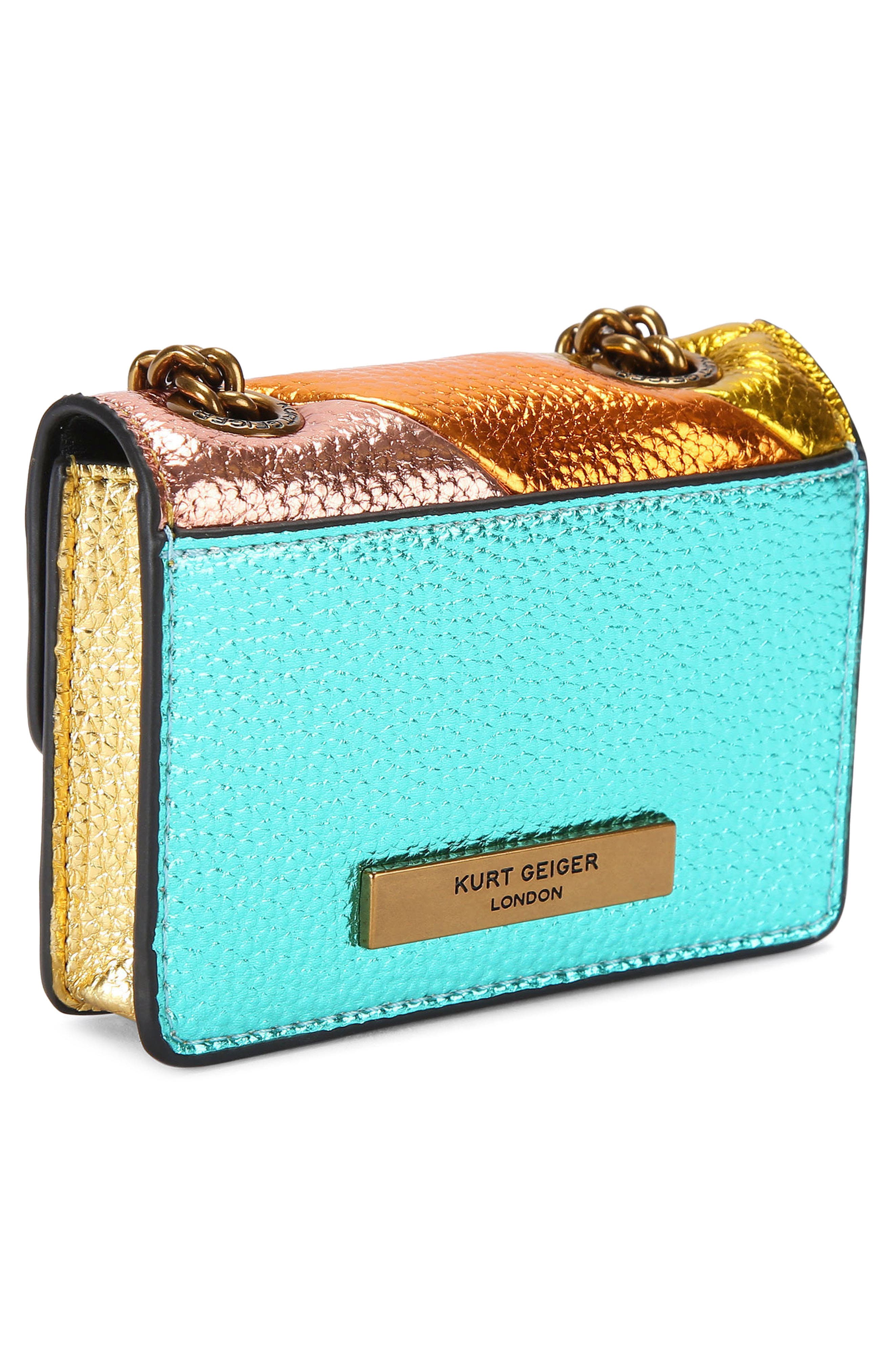 Kurt Geiger London Micro Kensington Metallic Faux Leather Crossbody Bag, Alternate, color, 