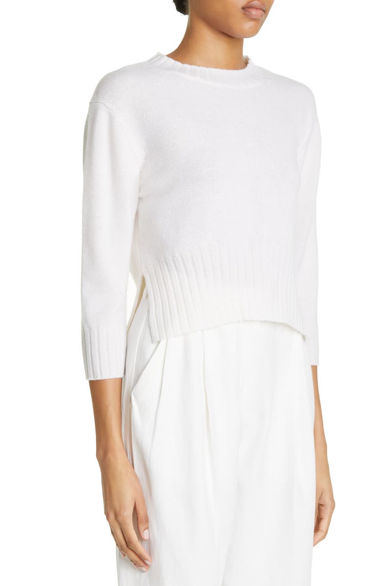 LOULOU DE SAISON Mora Three-Quarter Sleeve Cashmere Sweater, Alternate, color, Ivory