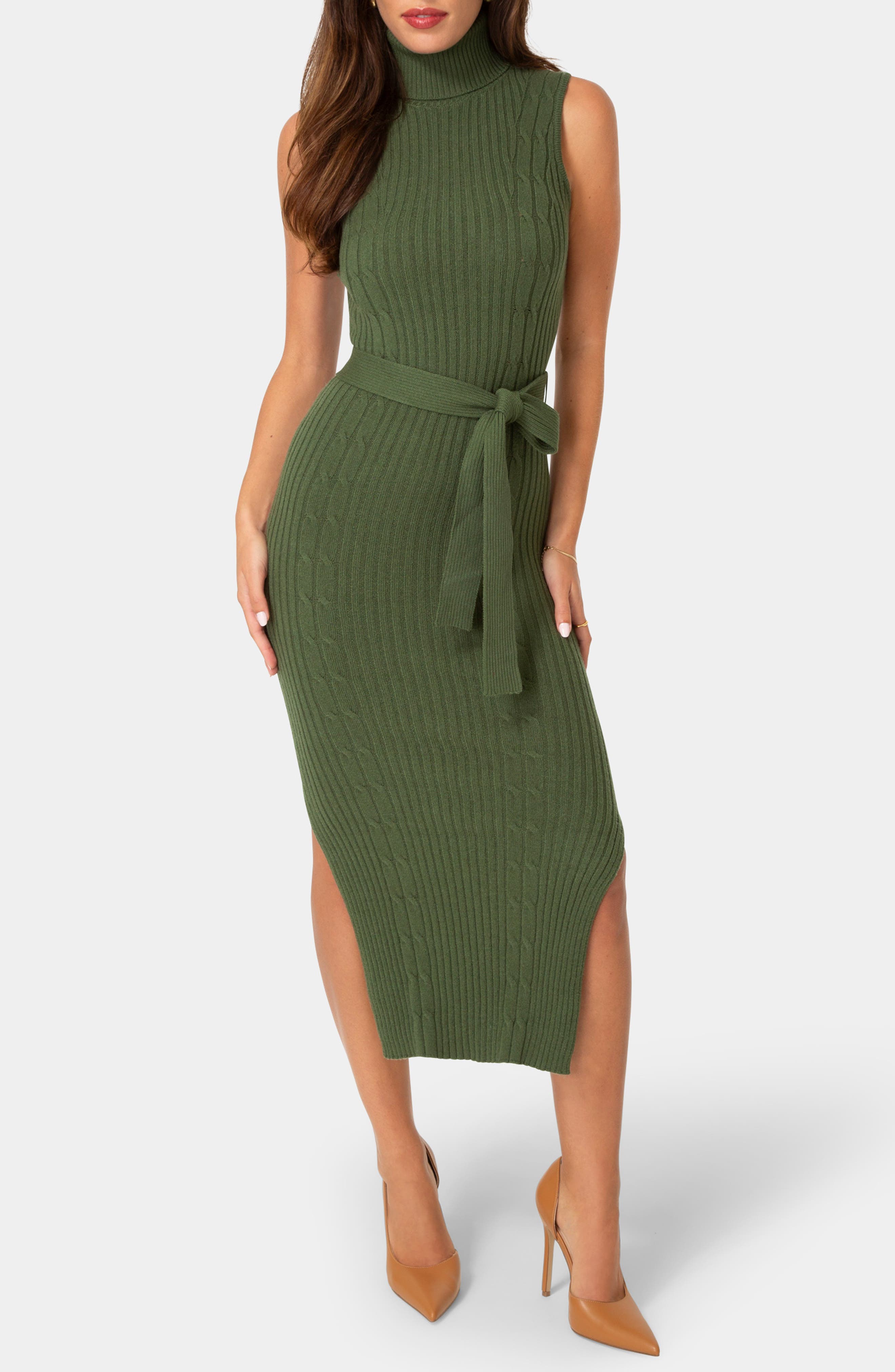 bebe Belted Midi Sweater Dress