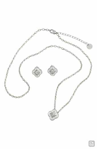 Clover Stud Earrings & Pendant Necklace Set
