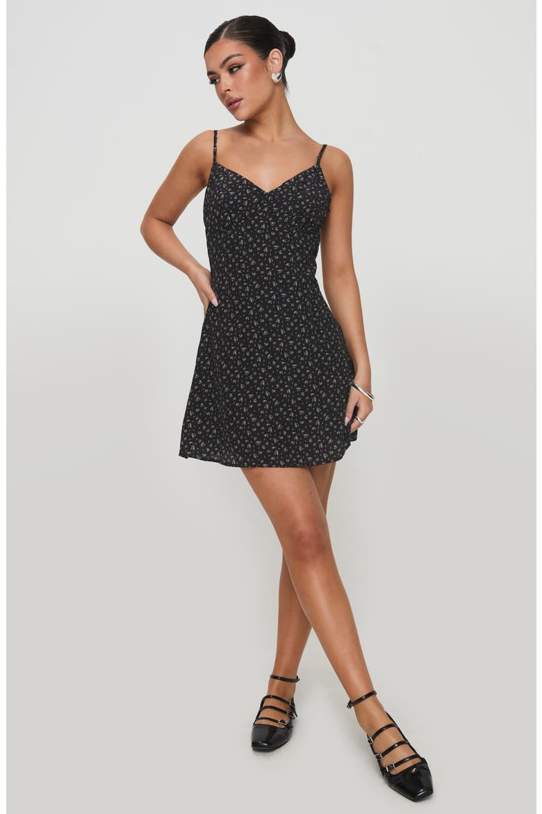 Jaye Floral Minidress, Alternate, color, BLACK