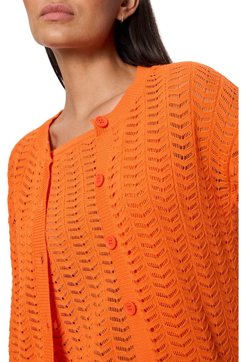For Keeps Pointelle Cardigan, Alternate, color, HIBISCUS ORANGE