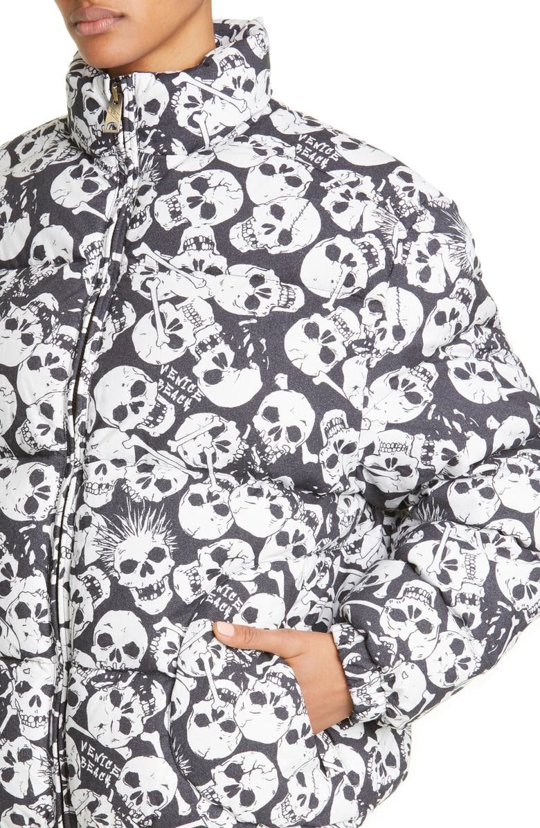 ERL Gender Inclusive Skull Print Puffer Jacket, Alternate, color, 