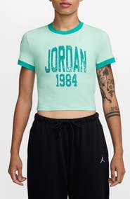 Jordan GFX Slim Fit Crop Graphic Ringer T-Shirt
