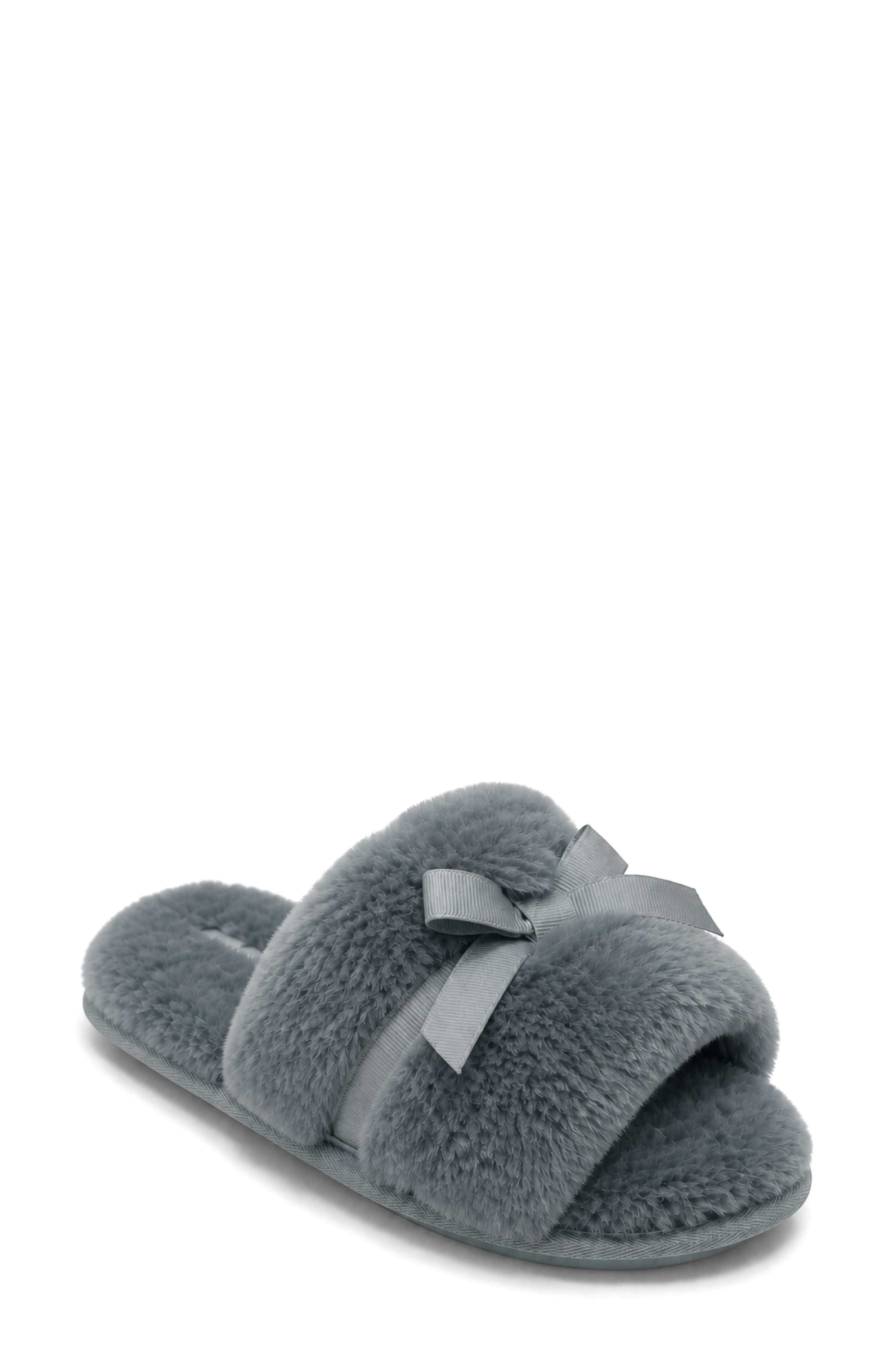 Lennon Faux Fur Scuff Slipper, Main, color, BLUE