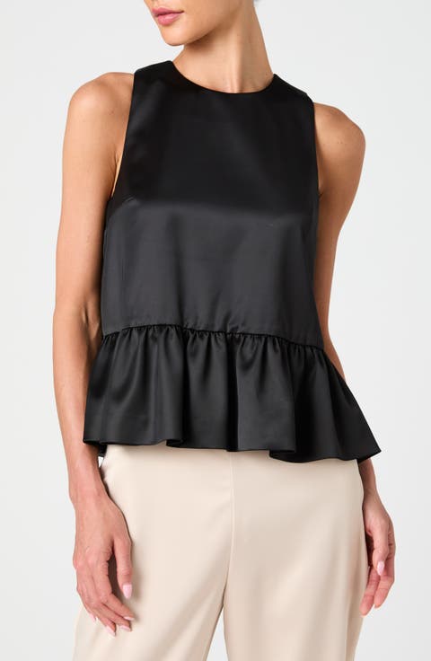 Carey Satin Peplum Top