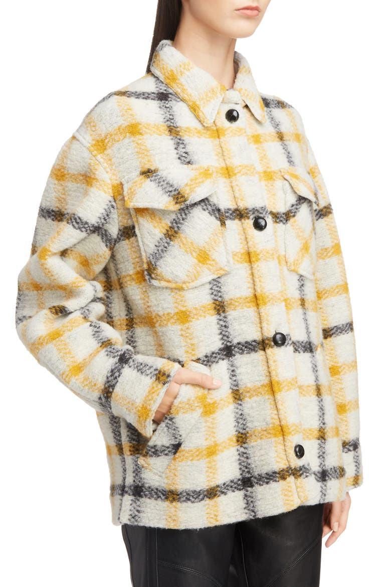 Gast Check Wool Blend Jacket, Alternate, color, ECRU/ YELLOW